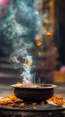 Aromatic Incense Burner with Floating Petals and Smoke Effect