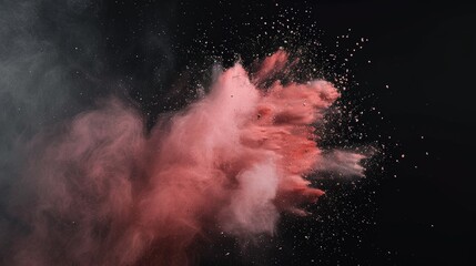 red and white explosion of dust and debris. The red and white colors are vibrant and eye-catching, creating a sense of energy and excitement. The image is dynamic and full of movement, as the dust