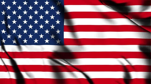 Waving USA flag, American flag waving in the wind, looping animation on full screen
