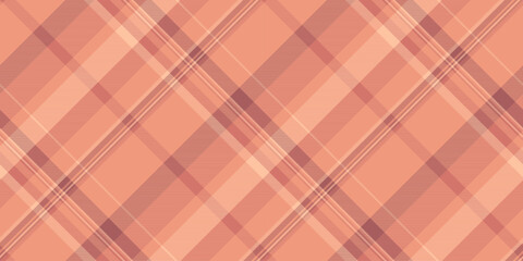 Garment plaid texture pattern, repetition textile seamless background. Preppy check fabric tartan vector in red and orange colors.