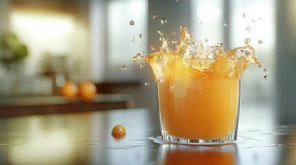 Orange Juice Splash in Kitchen