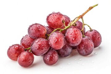 cluster of red fresh grapes isolated on white background