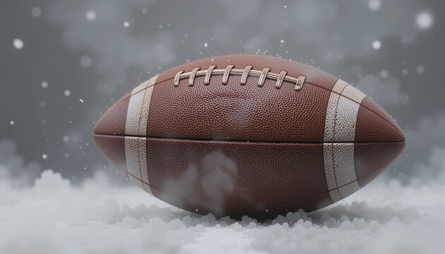 Brown leather american football ball on the green grass field is ready for the sport game