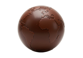 Chocolate globe earth isolated on transparent background