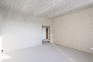 rough repairs for self-finishing. interior decoration, bare walls of the room, stage of...