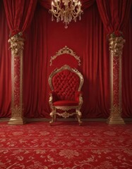 Luxurious red damask, traditional event design, celebration, vintage, invitation