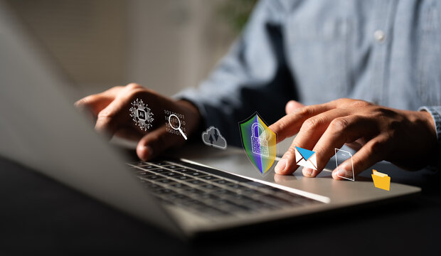 Cyber security internet network data privacy concepts. secure access to user personal information, cybersecurity, secure Internet access, information security and encryption.