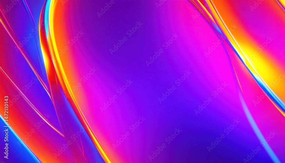 Poster Abstract Colorful Swirls Background with Vibrant Neon Gradient and Smooth Curves