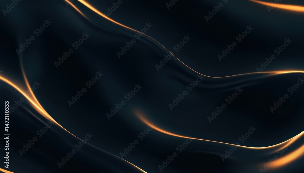Poster abstract dark background with flowing gold waves