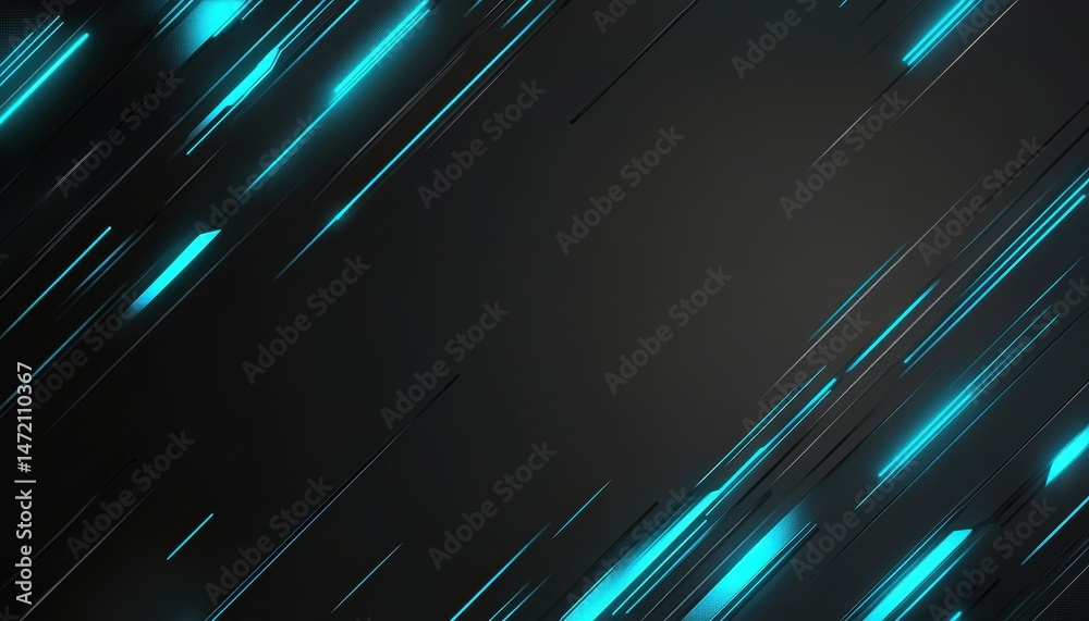 Poster Abstract Dark Background with Glowing Blue Lines and Dynamic Motion Effect