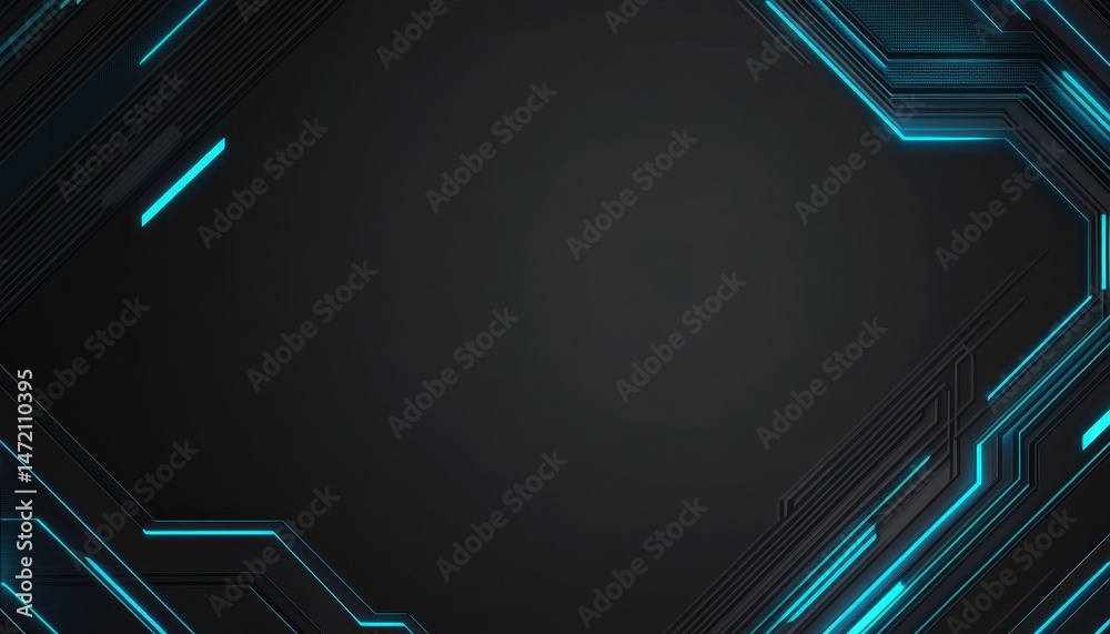 Poster abstract dark background with glowing blue circuit lines