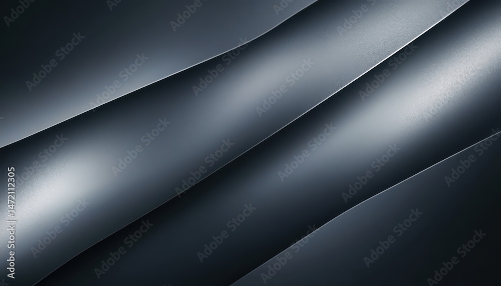 Poster abstract dark grey metallic background with shiny waves and subtle gradations