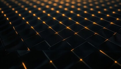 Obraz premium Abstract Dark Grid of Glowing Orange Cubes