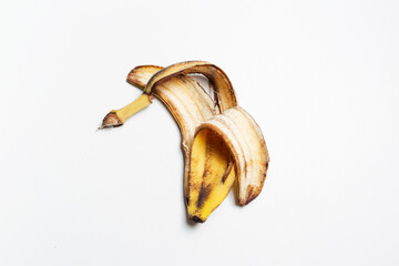 Banana peel isolated on white studio background.