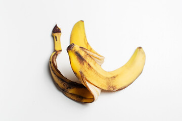Banana peel isolated on white studio background.