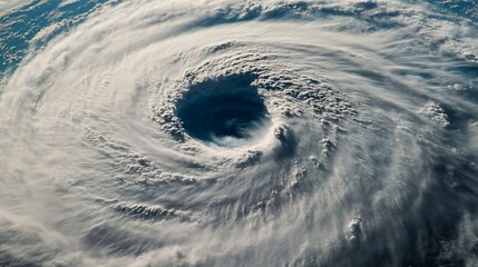 Powerful hurricane swirling over ocean
