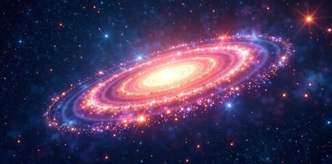 Obraz premium Beautiful spiral galaxy with swirling arms and bright star clusters in outer space, galaxy, spiral, universe