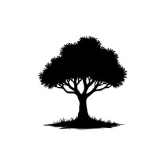 Monochrome arboreal silhouette against a stark white backdrop revealing nature's simplicity