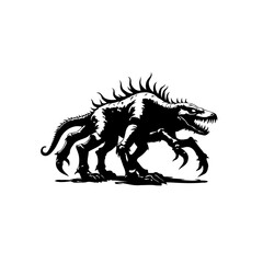 Terrifying creature illustration with sharp claws and menacing teeth design