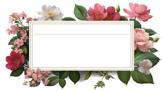 Romantic floral wedding invitation template with blank center for personalized message