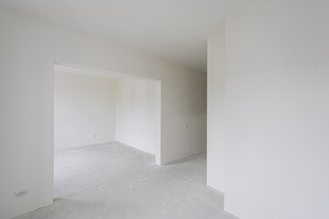 rough repairs for self-finishing. interior decoration, bare walls of the room, stage of construction. interior apartment room.