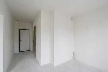 rough repairs for self-finishing. interior decoration, bare walls of the room, stage of construction. interior apartment room.