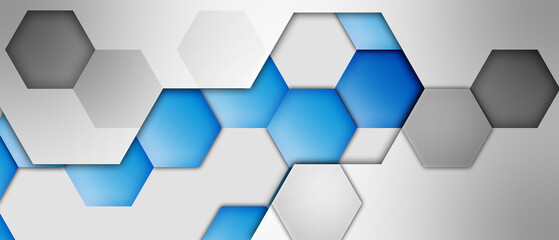 Blue hexagon business technology abstract geometric background