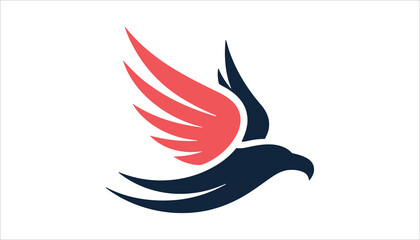 Flying Eagle Logo Vector. Abstract Red and Blue Bird Icon for Branding and Design.