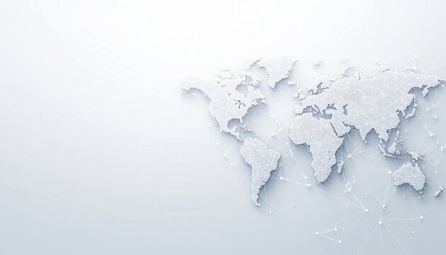 Abstract White World Map Digital Network Connection