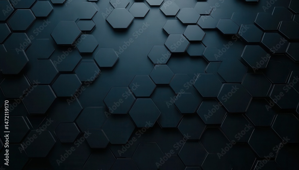 Poster dark blue hexagonal geometric pattern background