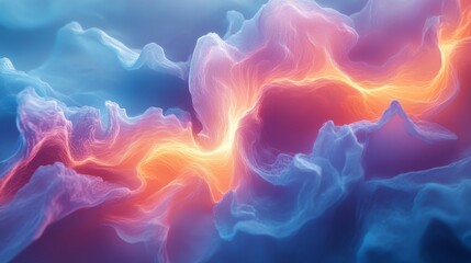 Abstract swirling forms of vibrant colors.