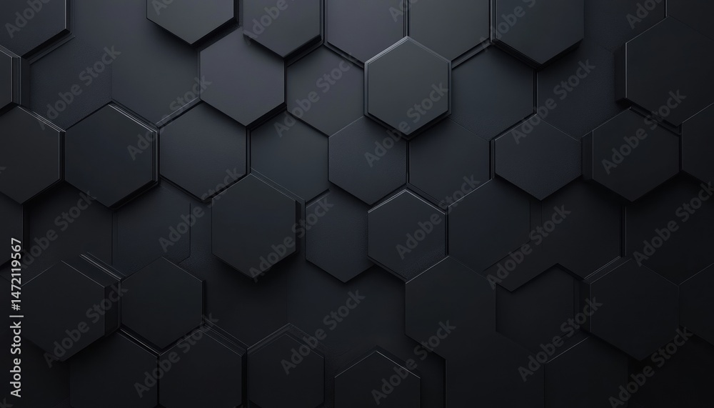 Poster Dark Gray Hexagon Geometric Pattern Background Texture