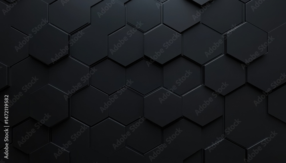 Poster Dark Gray Hexagonal Geometric Pattern Background