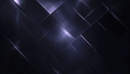 Dark Purple Geometric Abstract Background with Glowing Shiny Squares and Lines