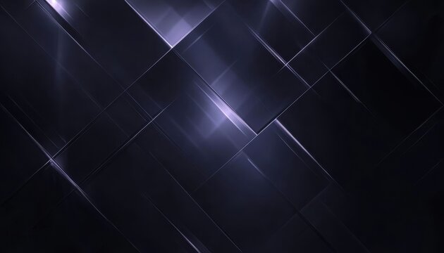 Dark Purple Geometric Abstract Background with Glowing Shiny Squares and Lines - Powered by Adobe