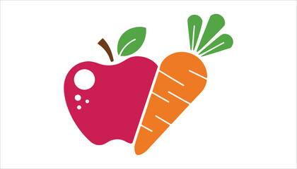 Apple and Carrot Icon for Healthy Eating Concept