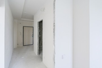 rough repairs for self-finishing. interior decoration, bare walls of the room, stage of construction. interior apartment room.