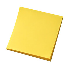A vibrant yellow sticky note isolated on a transparent background ideal for reminders messages...