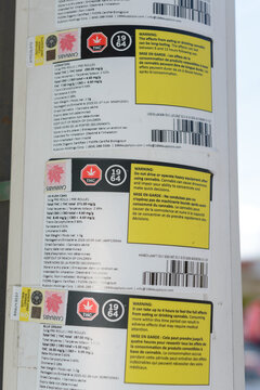 cannabis product warning label (Canadian market item)