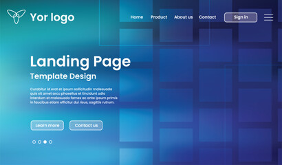 Website landing page template with digital design elements.
