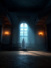Fototapeta premium A Ghost in a church at night