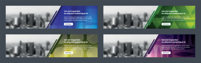 Horizontal banners templates with gradient colors, abstract background with geometric shape patterns. 