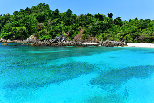 Beautiful top view Cock Burn Island in Myanmar, seascape