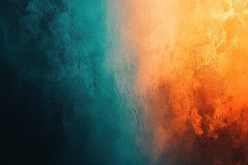 Dark grainy banner background with orange, white, teal, and black color gradient, abstract poster header cover backdrop design, glowing noise texture effect

