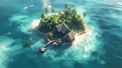 A small island disappearing under rising sea levels