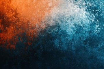 Obraz premium Dark grainy gradient background with orange, white, blue, and teal blurred noise texture for header, poster, banner, and landing page backdrop design