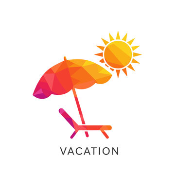 Beach umbrella and sun illustration representing vacation vibes  