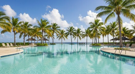 Obraz premium Tropical resort pool scene