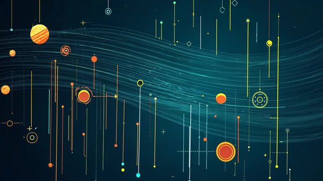Futuristic Vector Illustration of a Blue Planet in Space with Technology Design Elements and Sunlight Effects