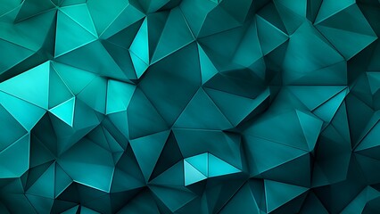 Obraz premium Abstract teal polygonal background texture with geometric triangular shapes and deep shadows rendered.